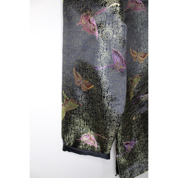VTG Robert Louis Butterfly Print Silk Jacket M - Picture 10 of 14